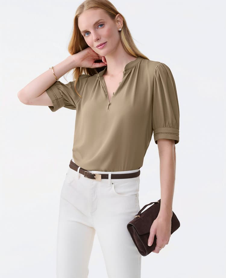 Lace Trim Mixed Media Top