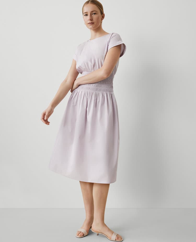 Smocked-Waist Midi Flare Dress