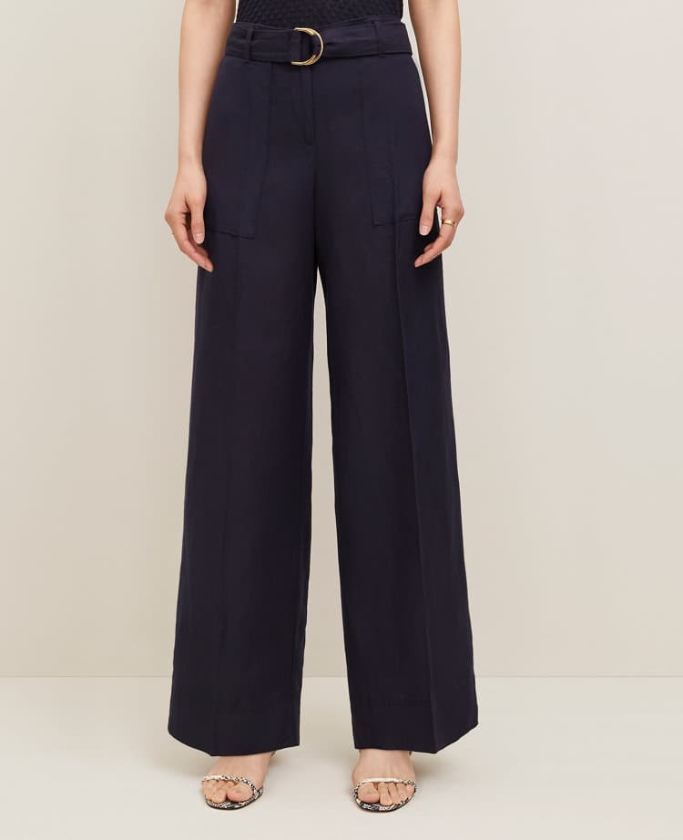 The Belted Wide Leg Pant in Linen Blend - Curvy Fit
