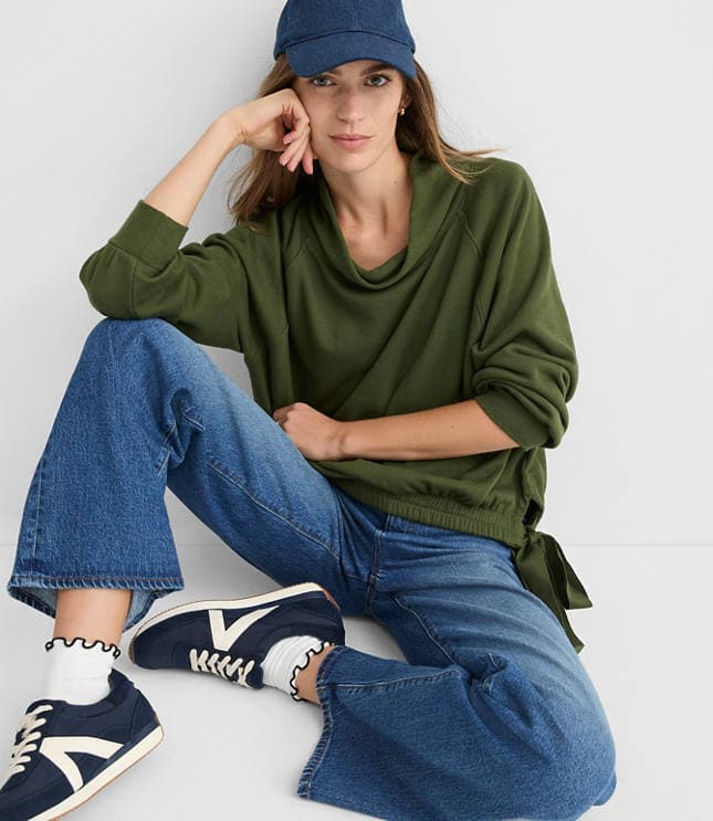 Petite Side Tie Sweatshirt