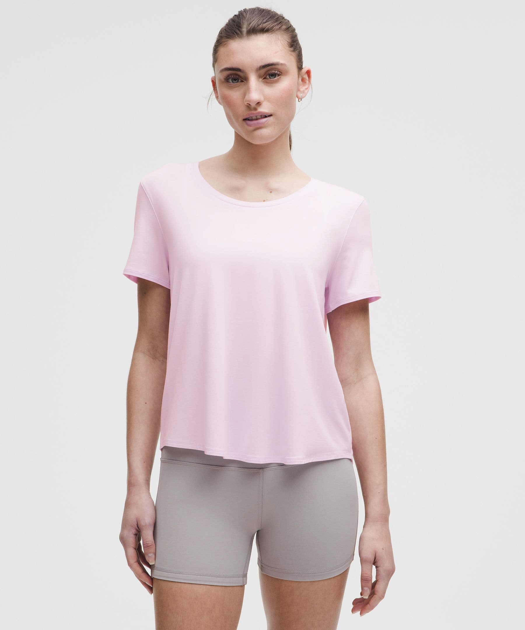 Modal-Silk Twist-Back Short-Sleeve Shirt