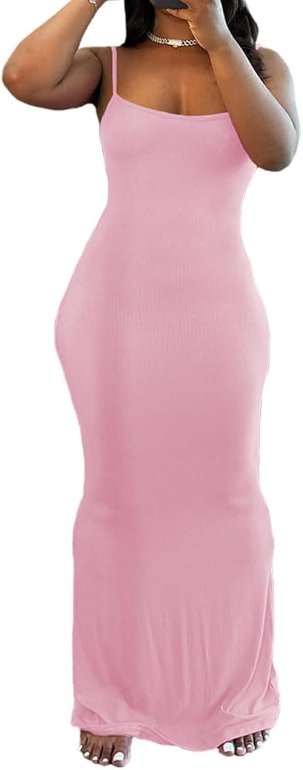 Women Summer Long Dress Casual Slip Sexy Sleeveless Bodycon Maxi Dresses for Women