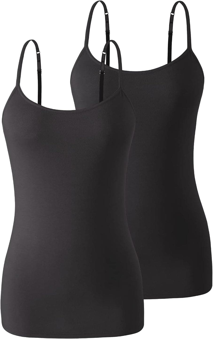 3 Pack Camisole Tops for Women Built in Bra Adjustable Strap Soft Cotton Undershirt Tanks Seamless Layering Tops