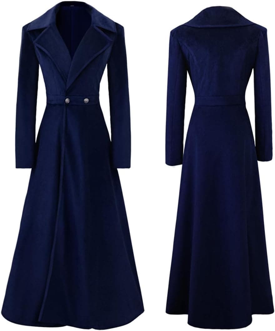 Women Victorian Steampunk Tailcoat Double Breasted Long Trench Coat Medieval Vintage Trench Coat