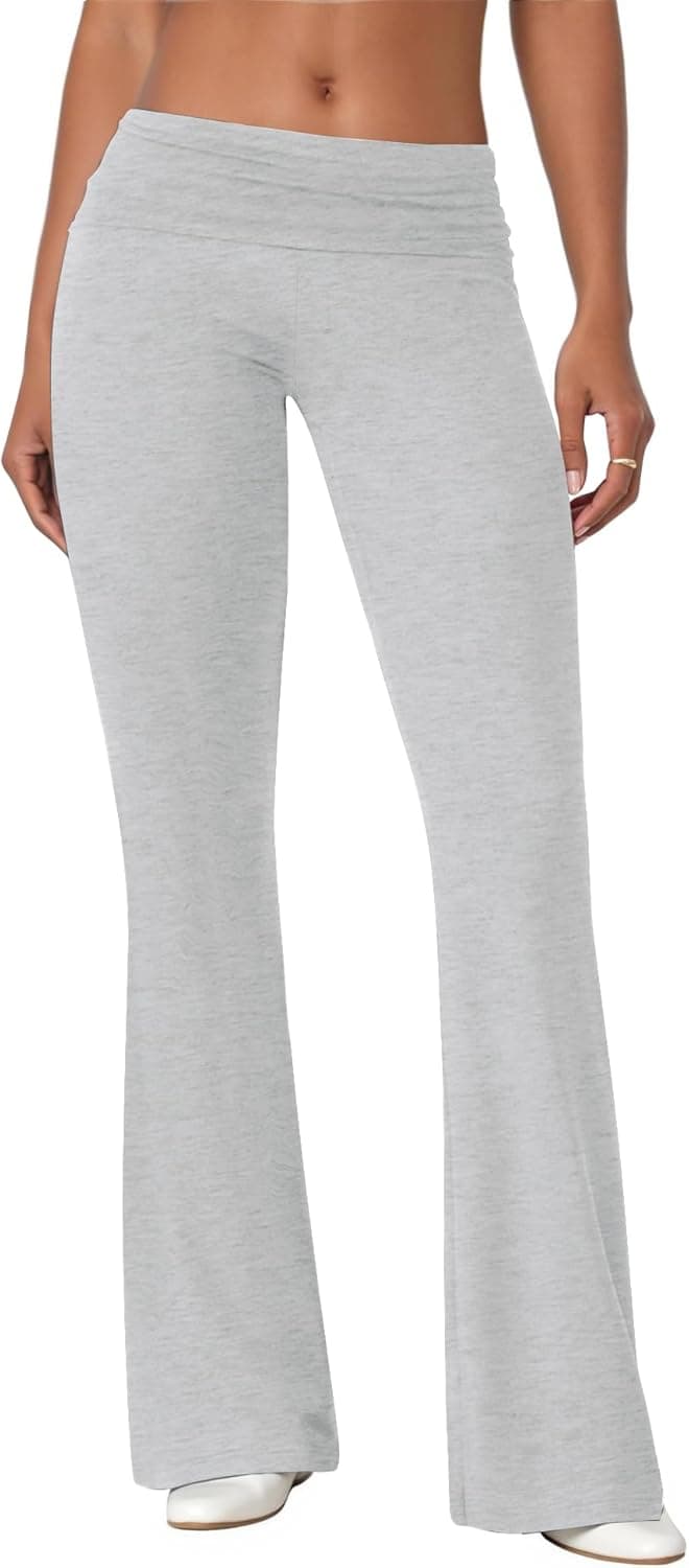 Flare Leggings for Women Fold Over Yoga Pants Stretch Bell Bottom Y2K Lounge Casual Sweatpants