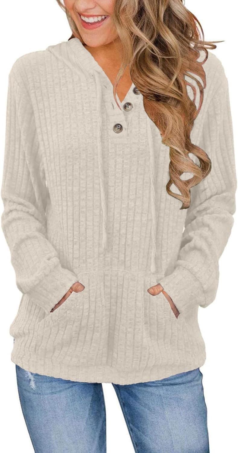 Womens Sweaters Fall Long Sleeve Hoodie Laides Sweatshirts Loose Casual Fashion Clothes S-2XL