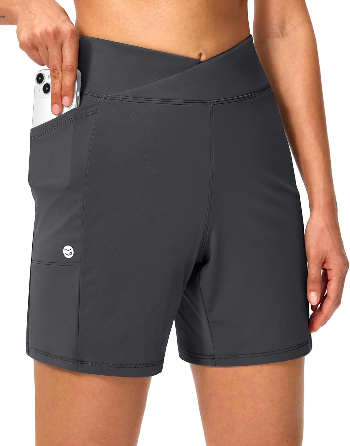 Women's Athletic Shorts 6" High Waisted Stretchy Bermuda Shorts for Women Quick Dry Summer Casual Shorts