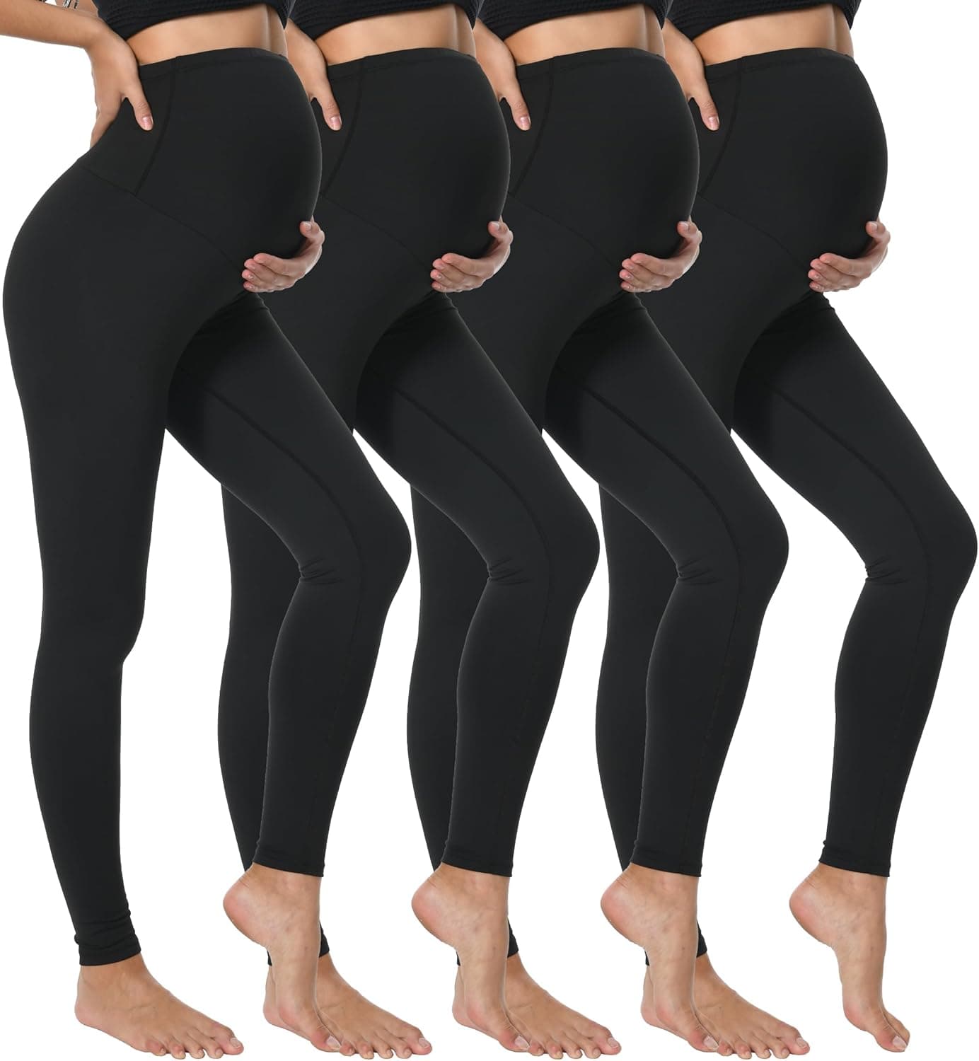 4 Pack Women's Maternity Leggings Over The Belly High Waisted Yoga Workout Pregnancy Pants Activewear for Women
