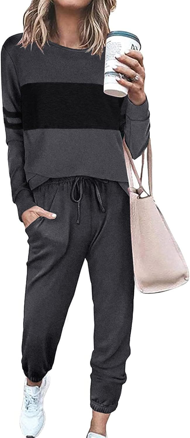 Womens 2 Piece Sets 2026 Long Sleeve Tops High Waisted Sweatpants Lounge Set Fall Fashion Travel Outfits
