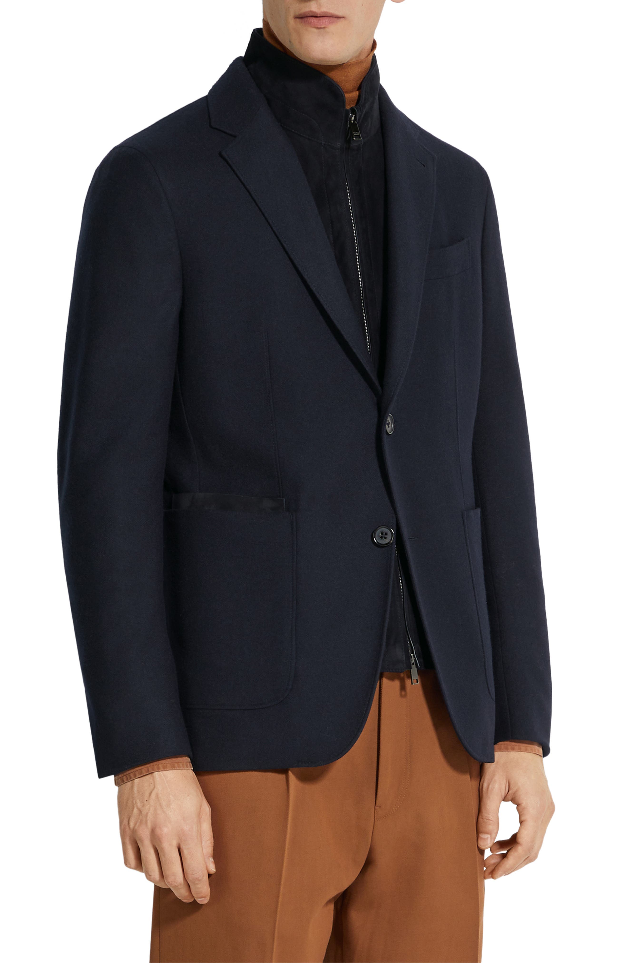 Trofeo Wool & Cashmere Sport Coat with Removable Suede Bib