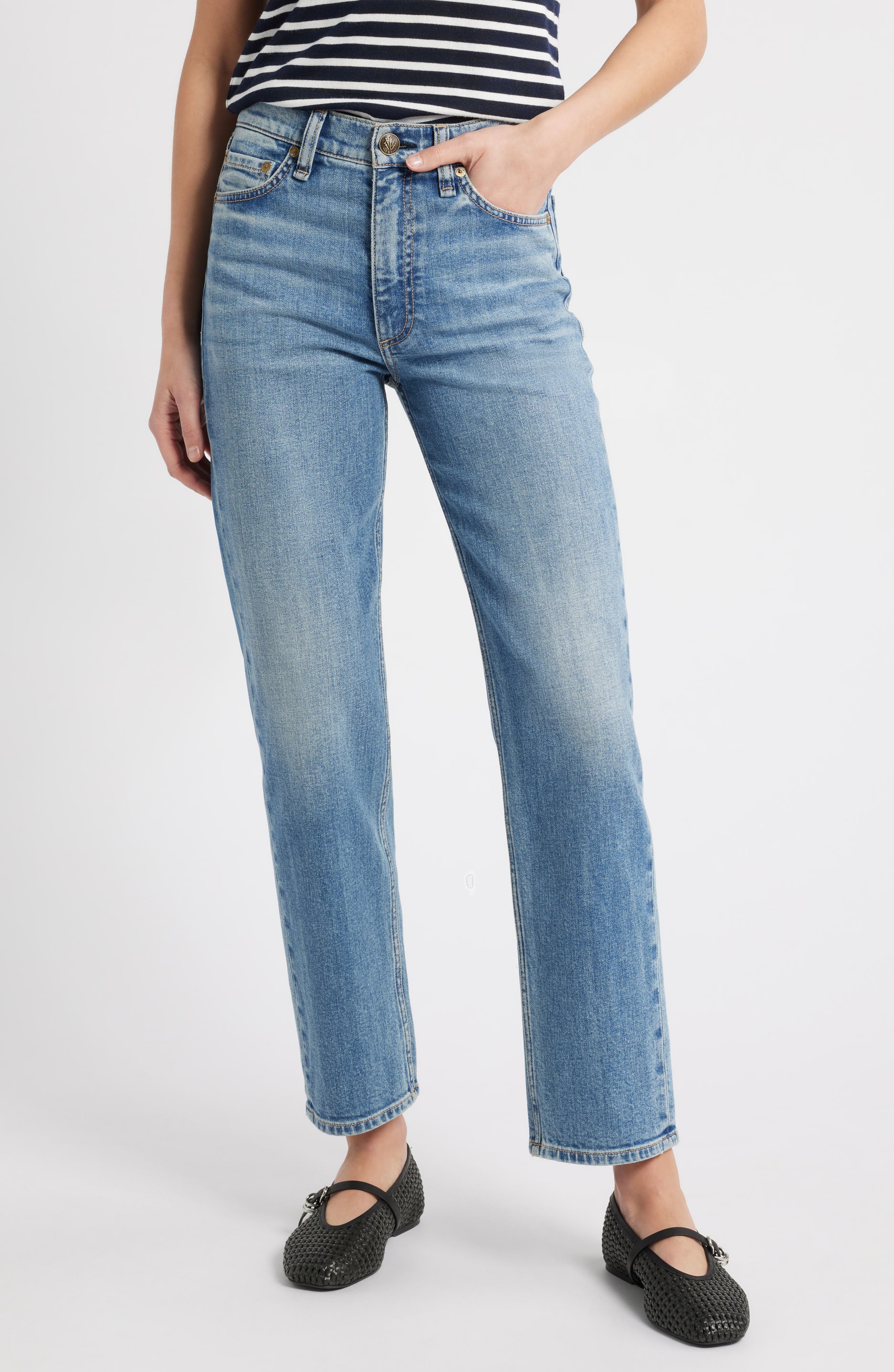 Harlow Mid Rise Ankle Straight Leg Jeans