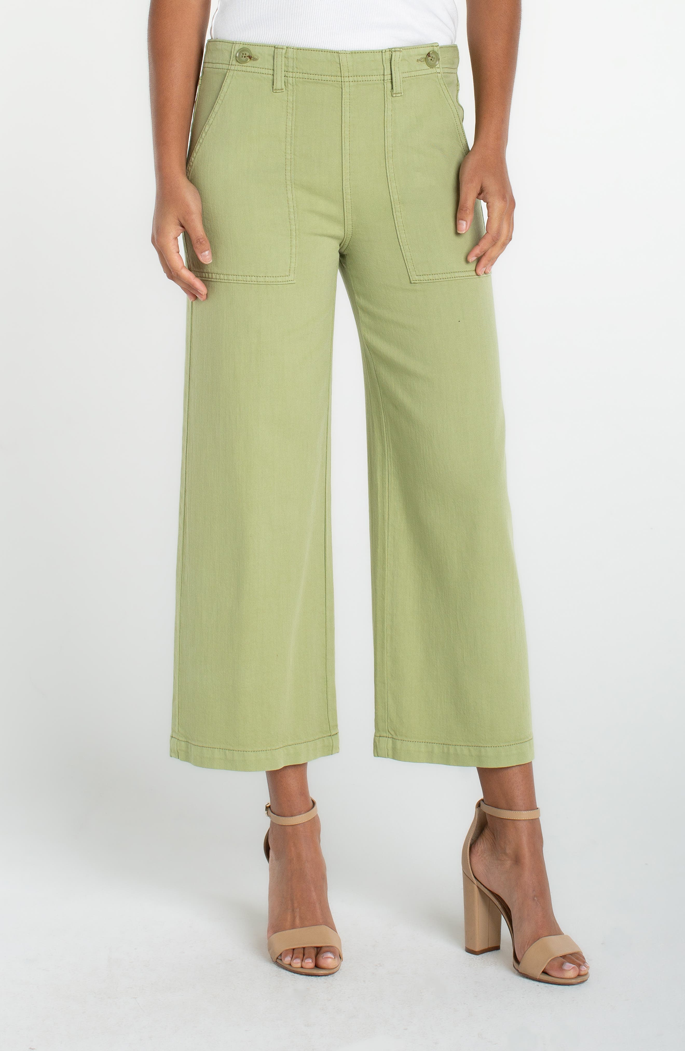 High Waist Crop Wide Leg Utility Pants