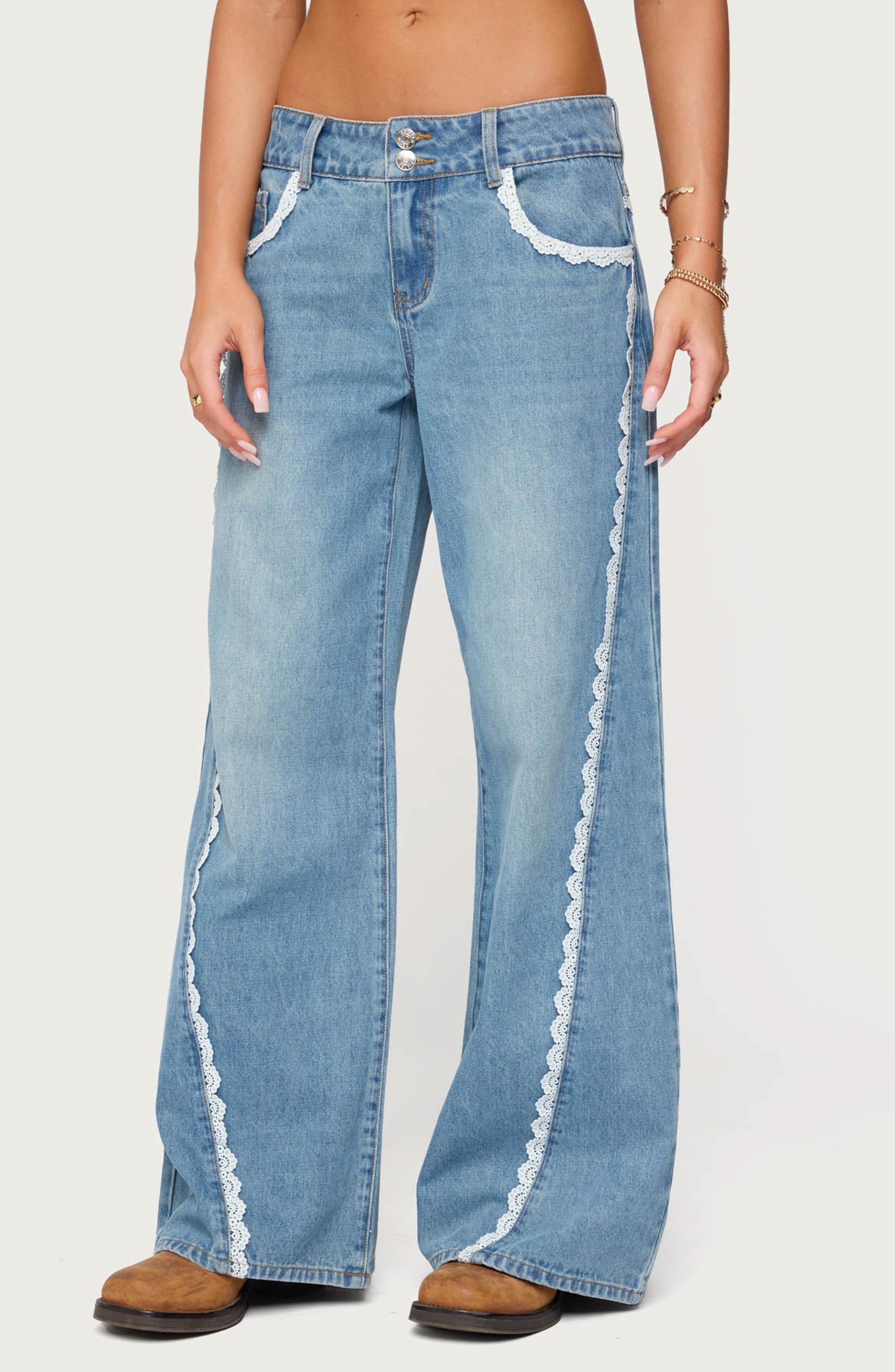 Alisha Lace Trim Low Rise Jeans