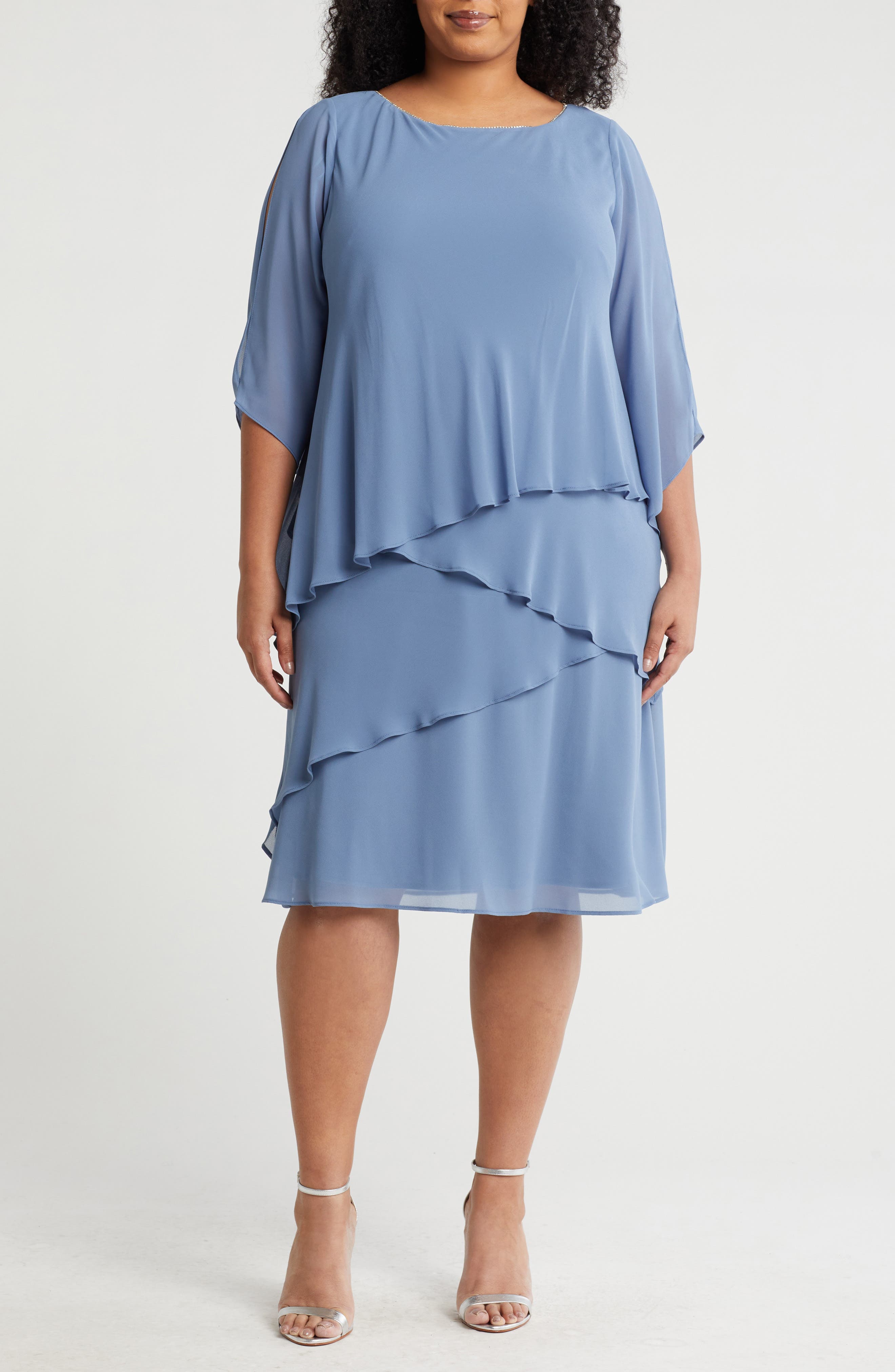 Chiffon Tiered Cutaway Dress