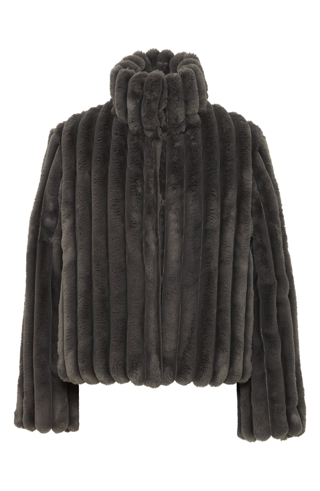 Rib Faux Fur Jacket