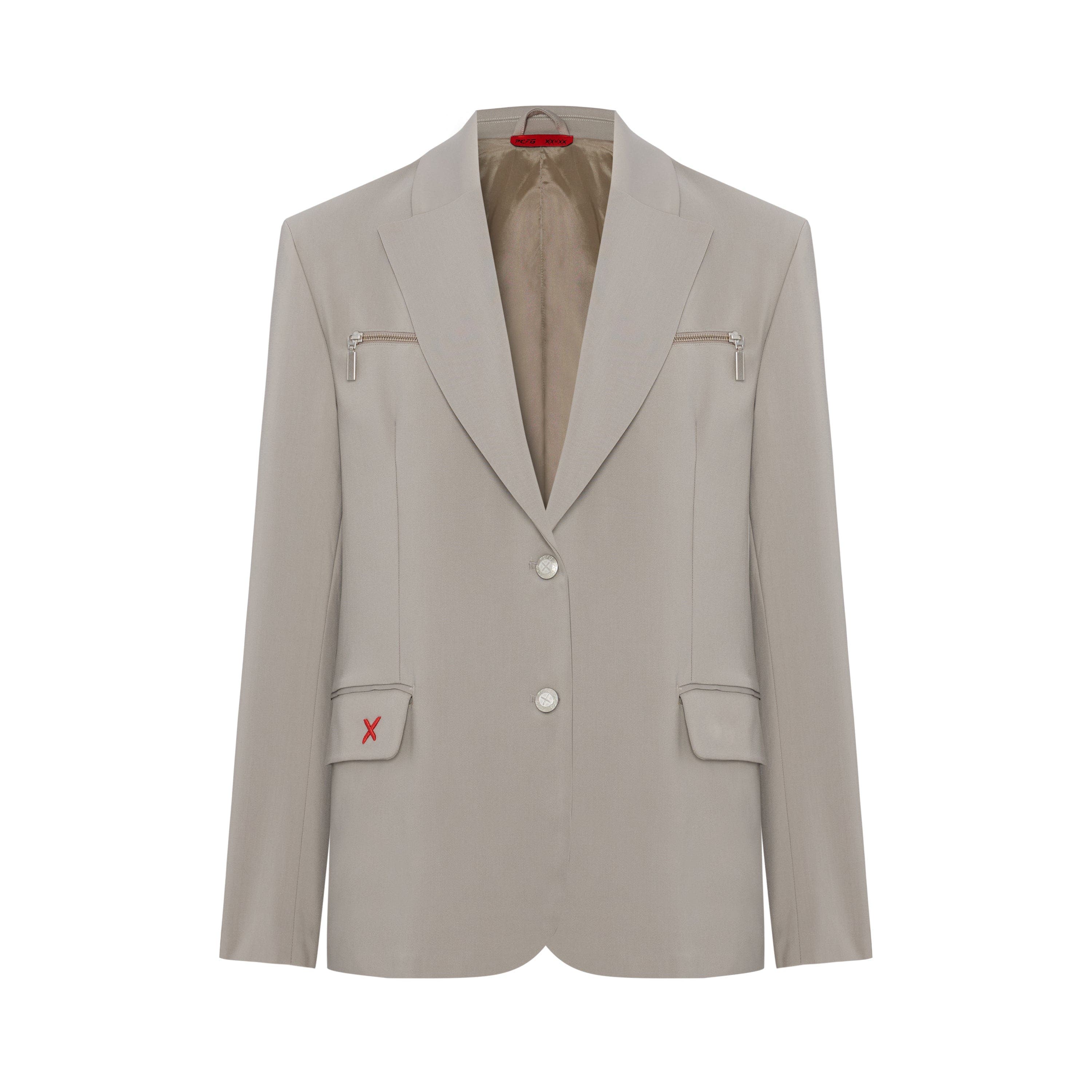 Cotton Zip Detail Woven Blazer