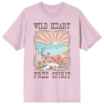 Western Wild Heart Free Spirit Crew Neck Short Sleeve Cradle Pink Women's T-shirt