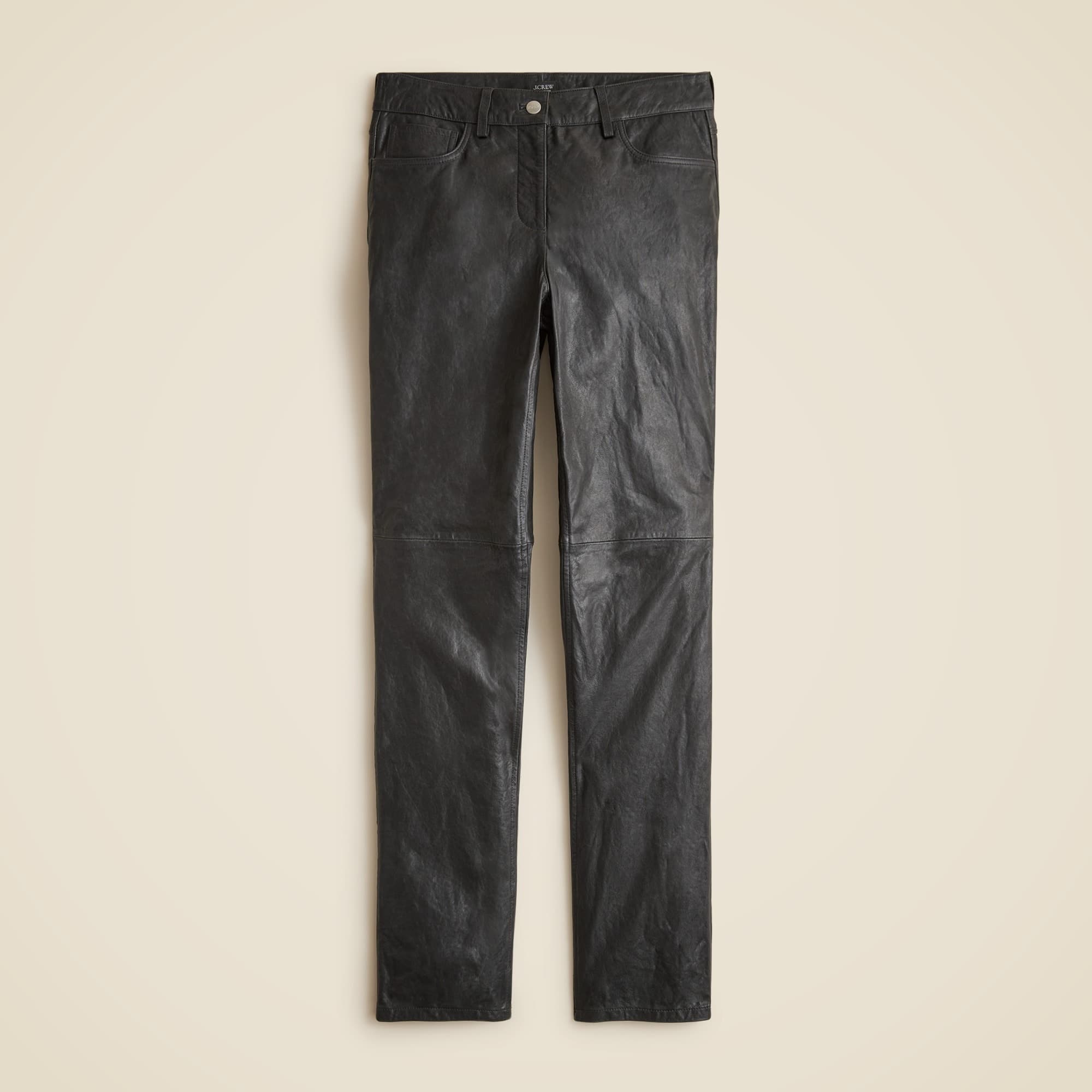 Collection straight-leg leather pant