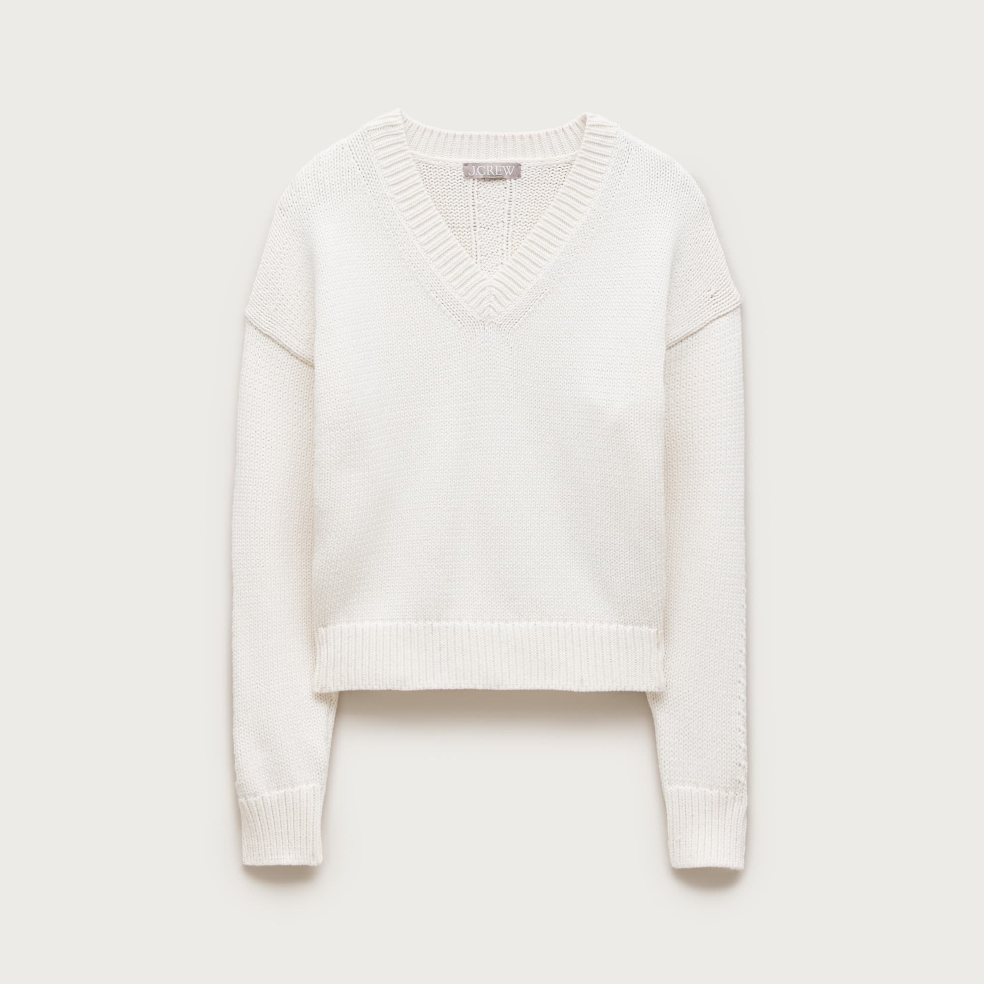 Cotton-blend V-neck pullover sweater