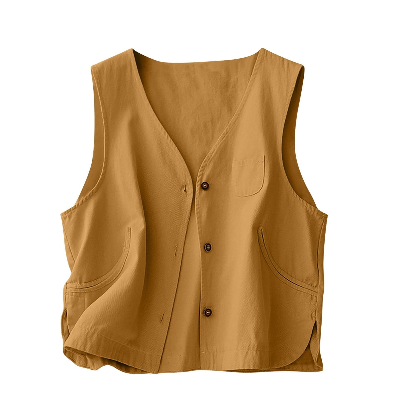 Summer Vests for Women Button down V Neck Cotton Linen Sleeveless Lightweight Outwear Tanks
