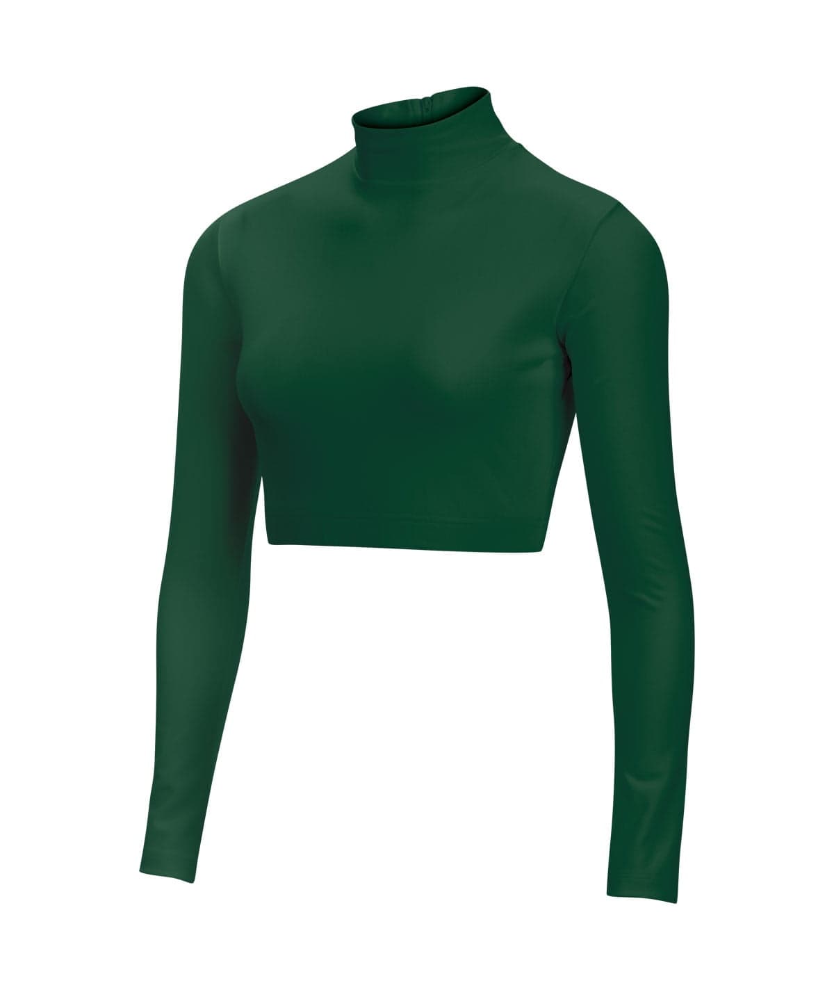 Chasse Girls Long Sleeve Cropped Bodysuit, Mock Neck Cheerleading Shirt Adult Sizes (Forest Green, XL)