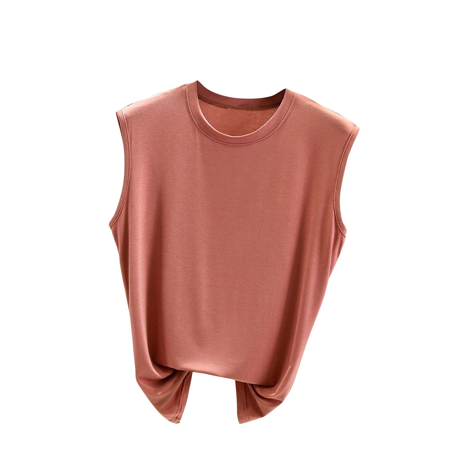 Summer Tank Tops for Women Casual Sleeveless Round Neck T-Shirt Loose Solid Color Crop Top