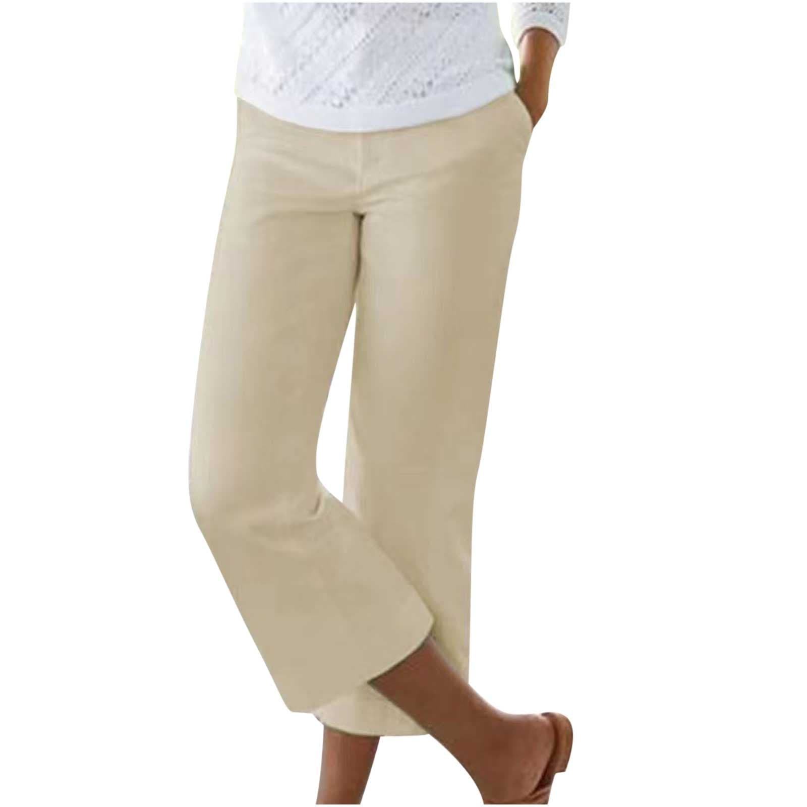 White Pants Women Plus Size Summer Capri Pants for Women Womens Wide Leg Pants Casual Petite Womens Cargo Pants High Waisted Petite