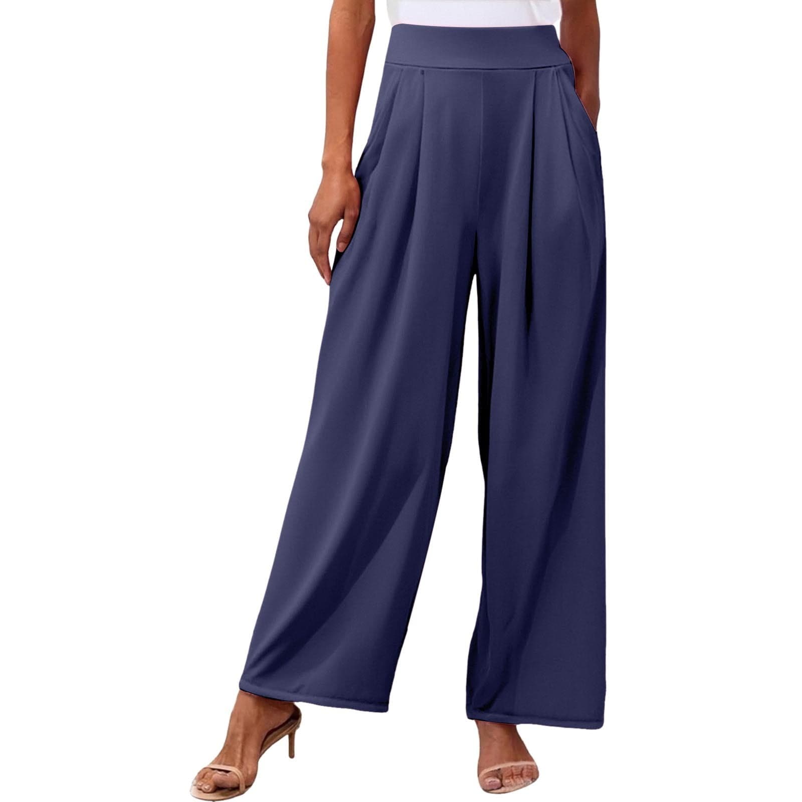 Womens Pants - Women's Solid Color Stretchy Wide Leg Long Palazzo Pants,Pants for Women,Size:M