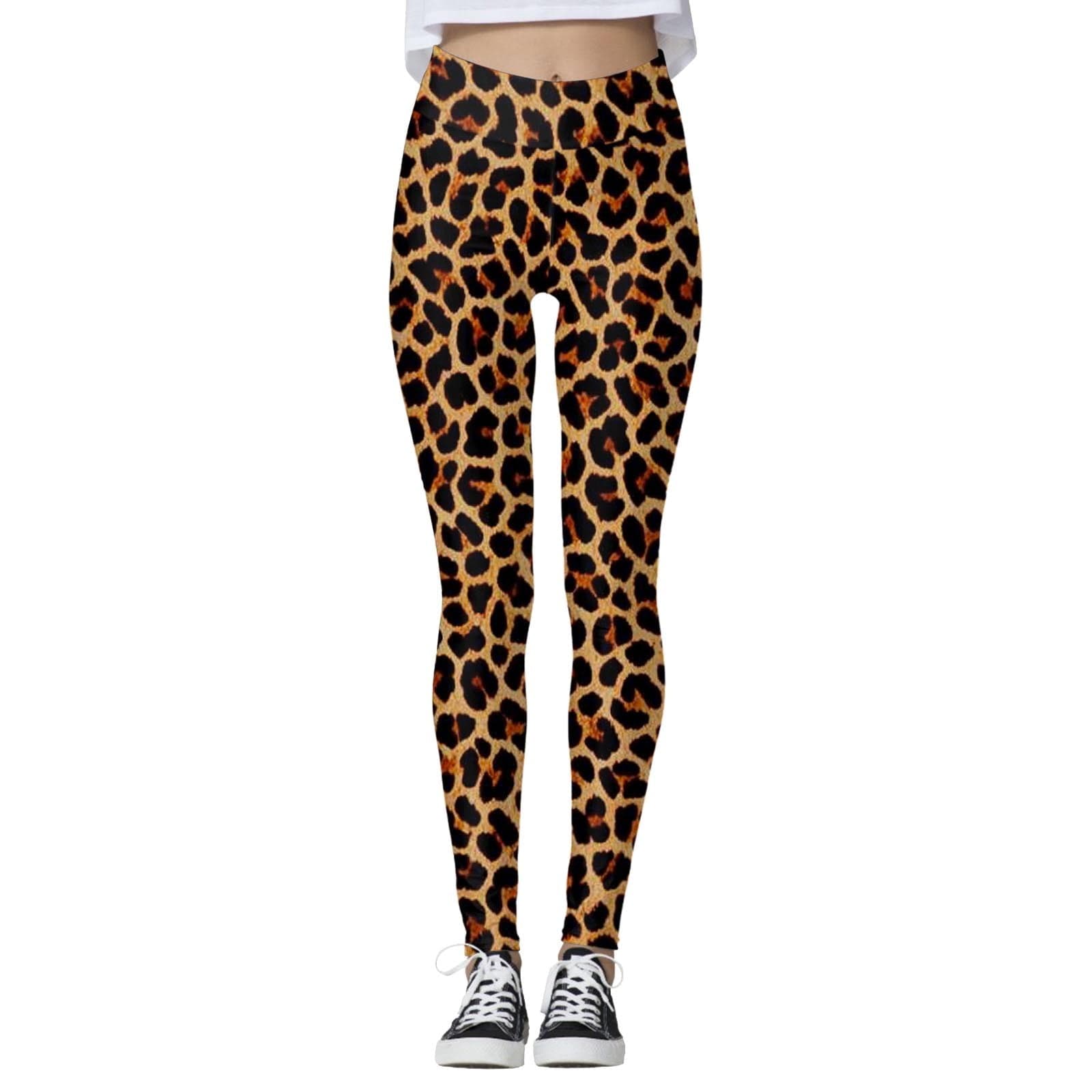 Leggings for Women Fashion Leopard Print High Waisted Comfy Elastic Yoga Pants Full Length Casual Gym Workout Tights