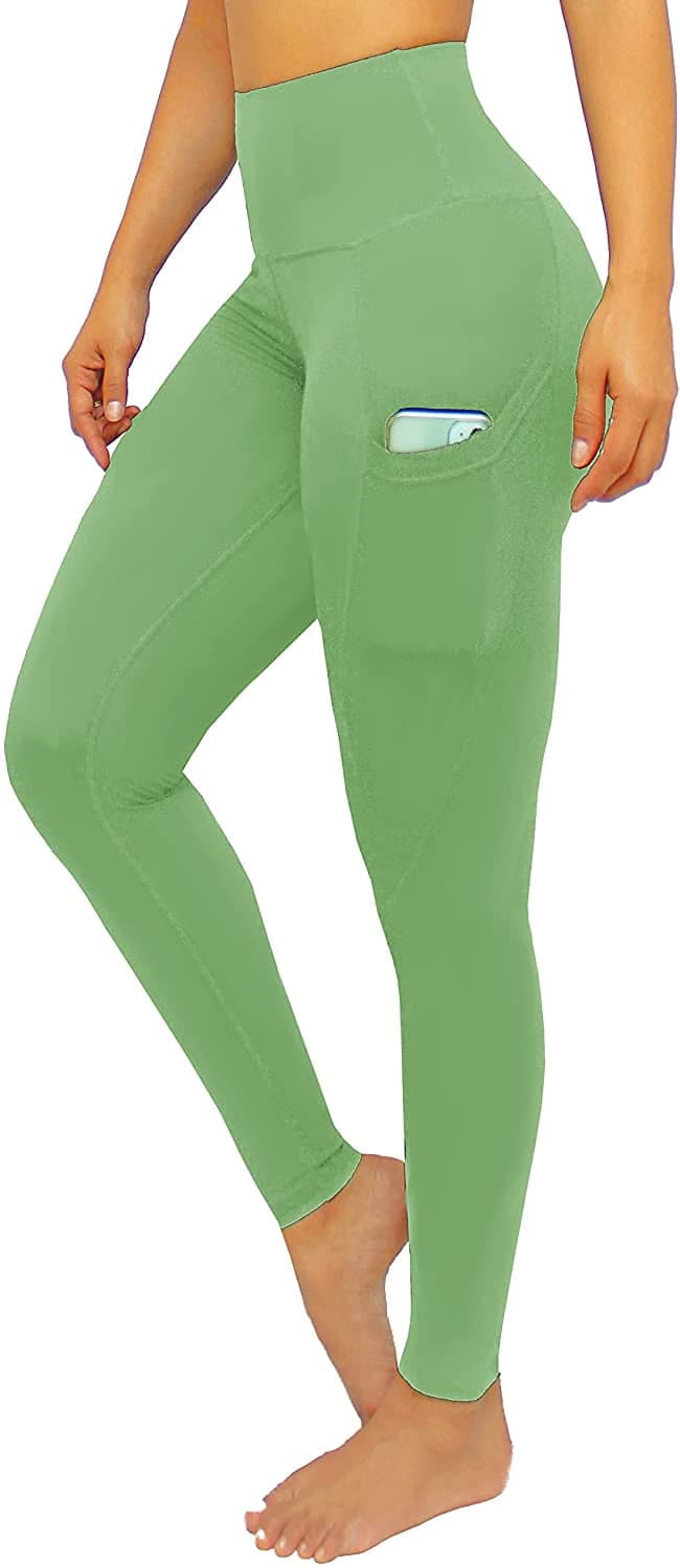 Leggings with Pockets Leggings for Women with Pockets, High Waisted, Extra Soft Green Tea XS - S