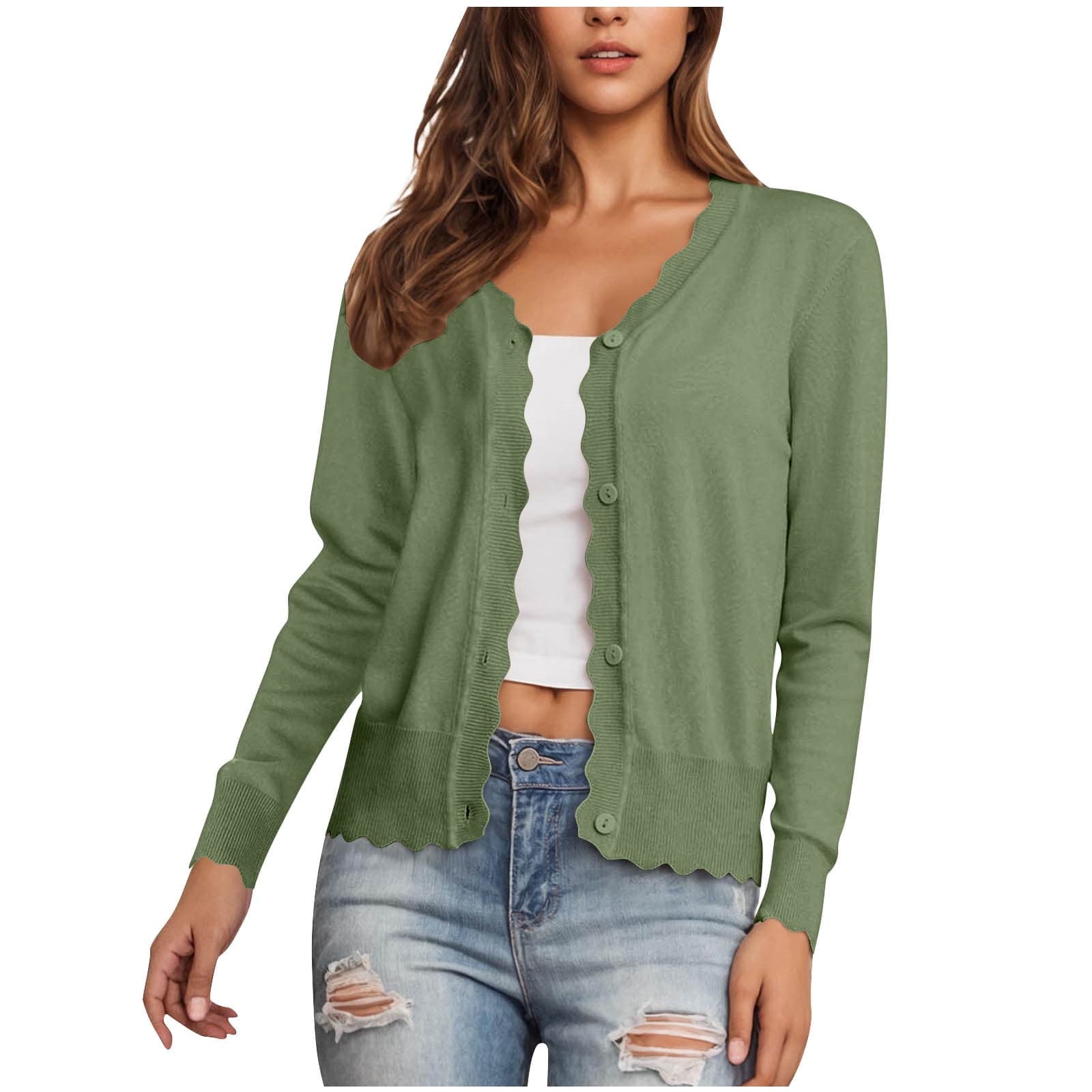 Women's Cardigans Lightweight Casual Long Sleeve Knit Button Front Cardigan Sweaters S-2XL