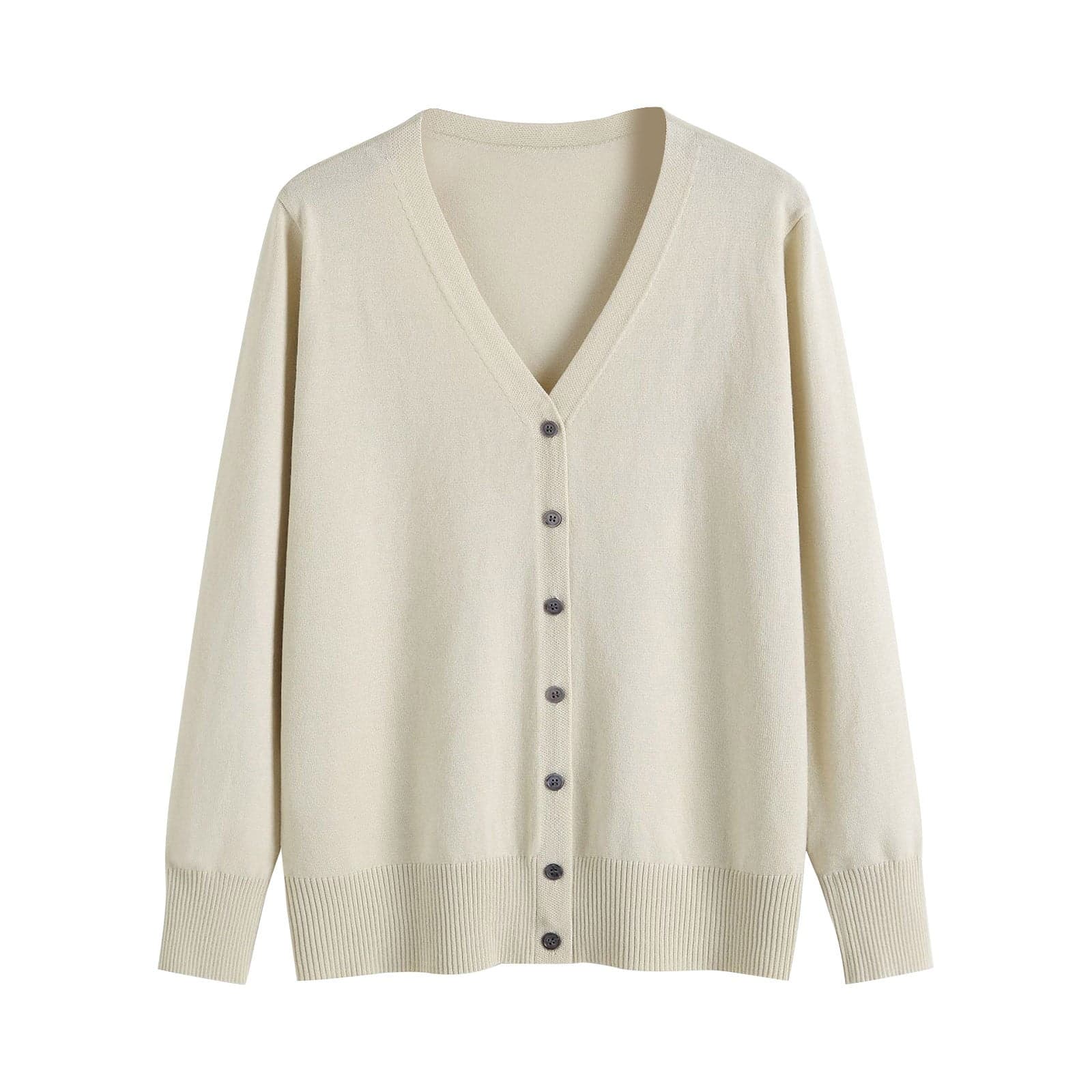 Sweaters for Graceful Women Fashion, Ladies' Solid Tone Buttoned Mercerized Cotton Loose Sweater with Cardigan Jacket, Womens Fall Tops