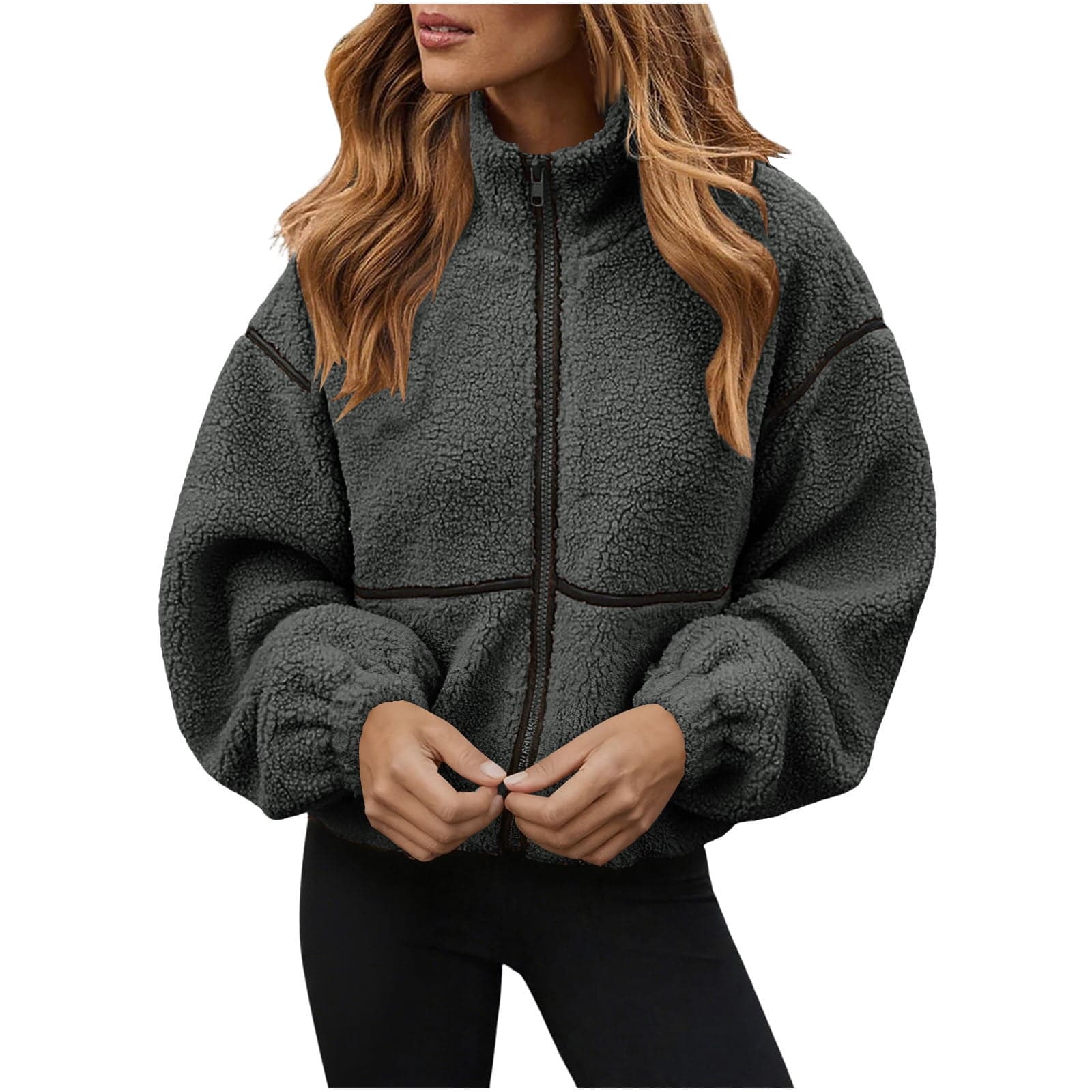 Fleece Jacket Women Sherpa Oversized Zip Up Fall Jackets Winter Coats Faux Fur Warm Outwear Fashion Clothing