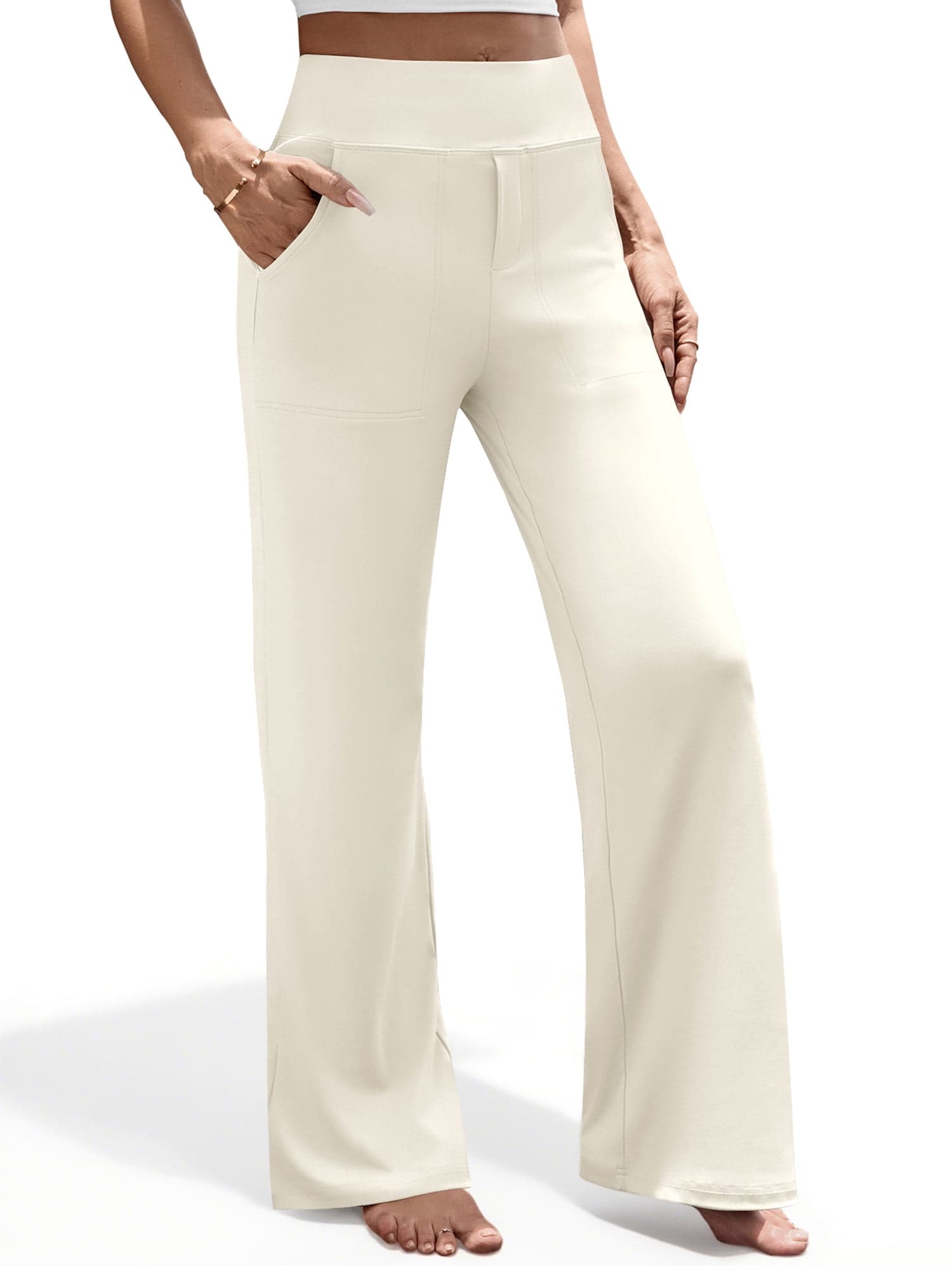 Yoga Pants for Women Wide Leg Sweatpants Stretch Casual Pants High Waist Workout Leggings with Pockets