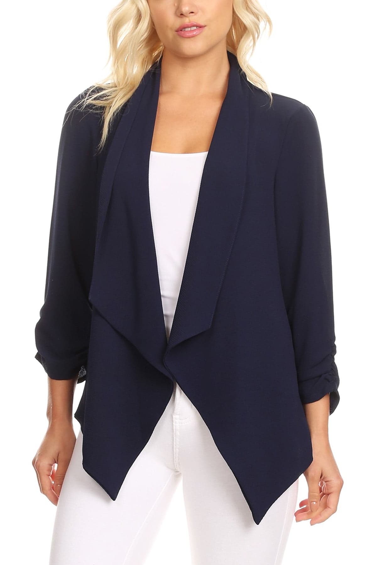 Moa Collection Women's Casual Relaxed Fit Open Front Blazer Jacket