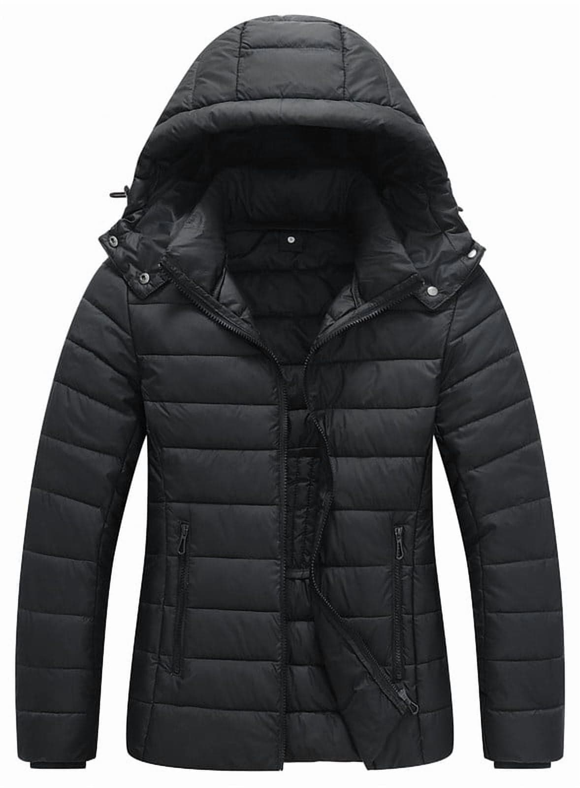 Puffer Jacket for Women Waterproof Quilted Warm Winter Coat Ultra Light Weight Short Down Jacket, Black L