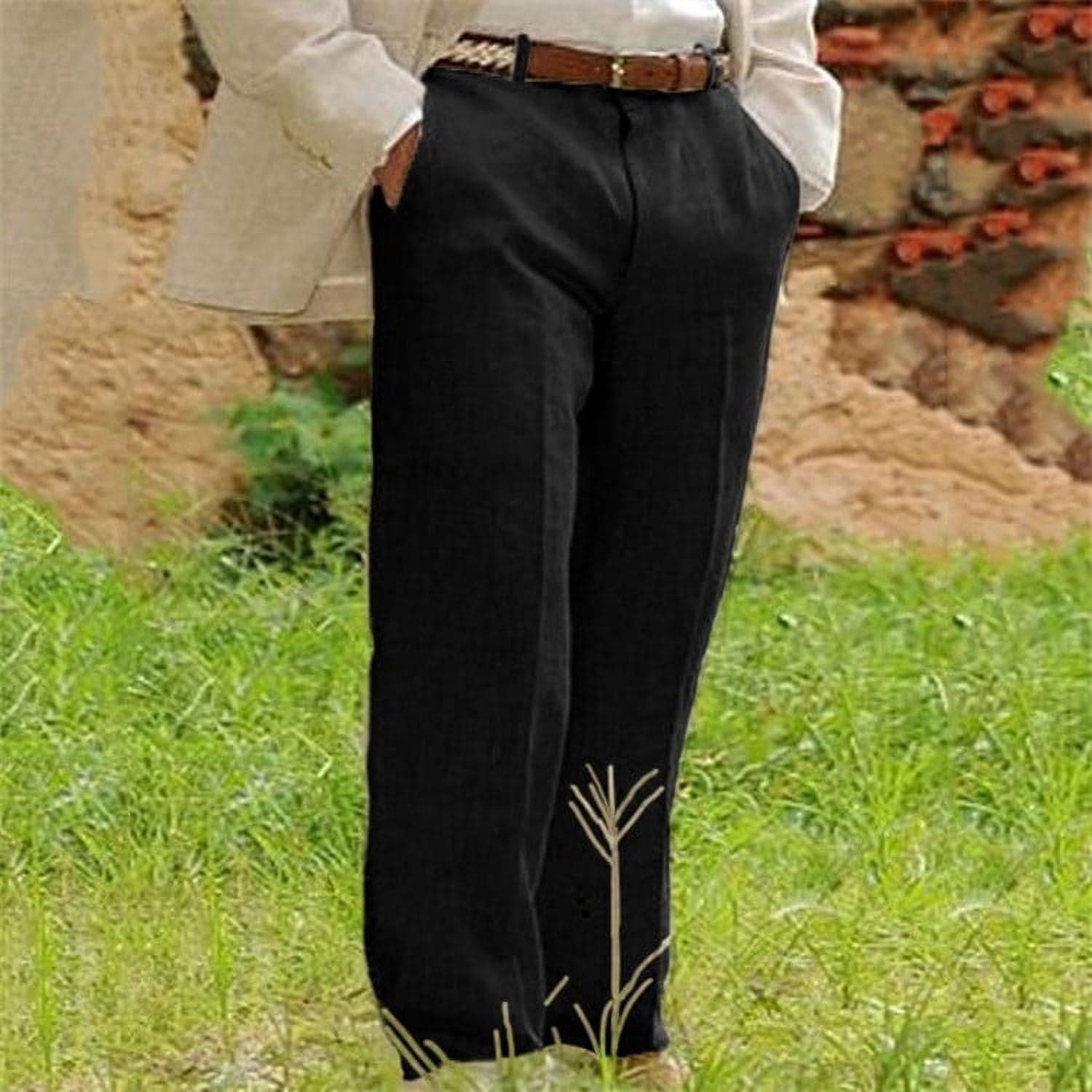 Men Summer Casual Pants, Mens Lightweight Elastic Waist Trouser Jogger Yoga Beach Pant Loungewear with Pockets S-3XL