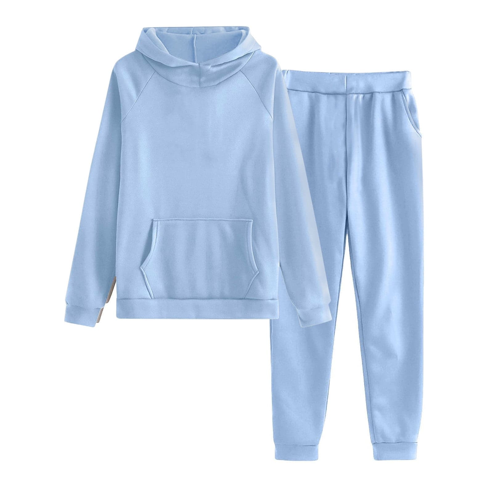 Tracksuit Womens Full Set Women's Solid Colour Long Sleeve Hoodie Pullover & Joggers Coord Set with Pocket 2 Piece Outfits Sweatsuit Sets Loungewear Sportswear Activewear