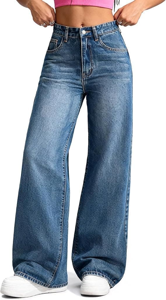 Baggy Jeans for Women Wide Leg Trendy Loose Cropped Denim Pants Y2K Boyfriend Jeans