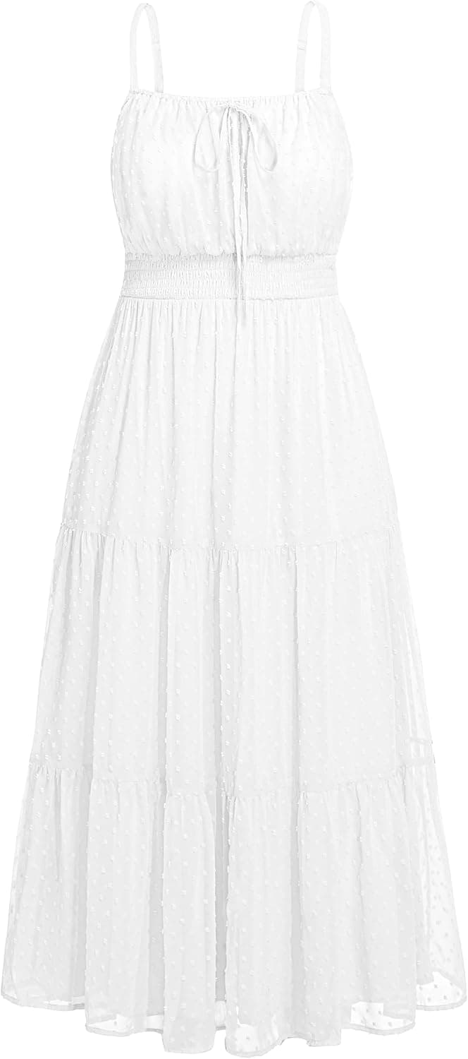 Plus Size Summer Dresses - Boho Maxi Sundress with Pockets Spaghetti Strap Long Casual Sun Dress for Vacation and Beach