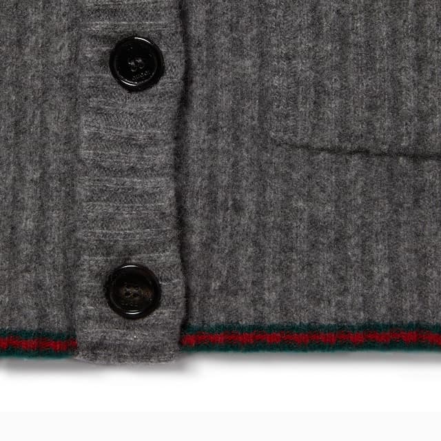 Rib felted wool cardigan with Web