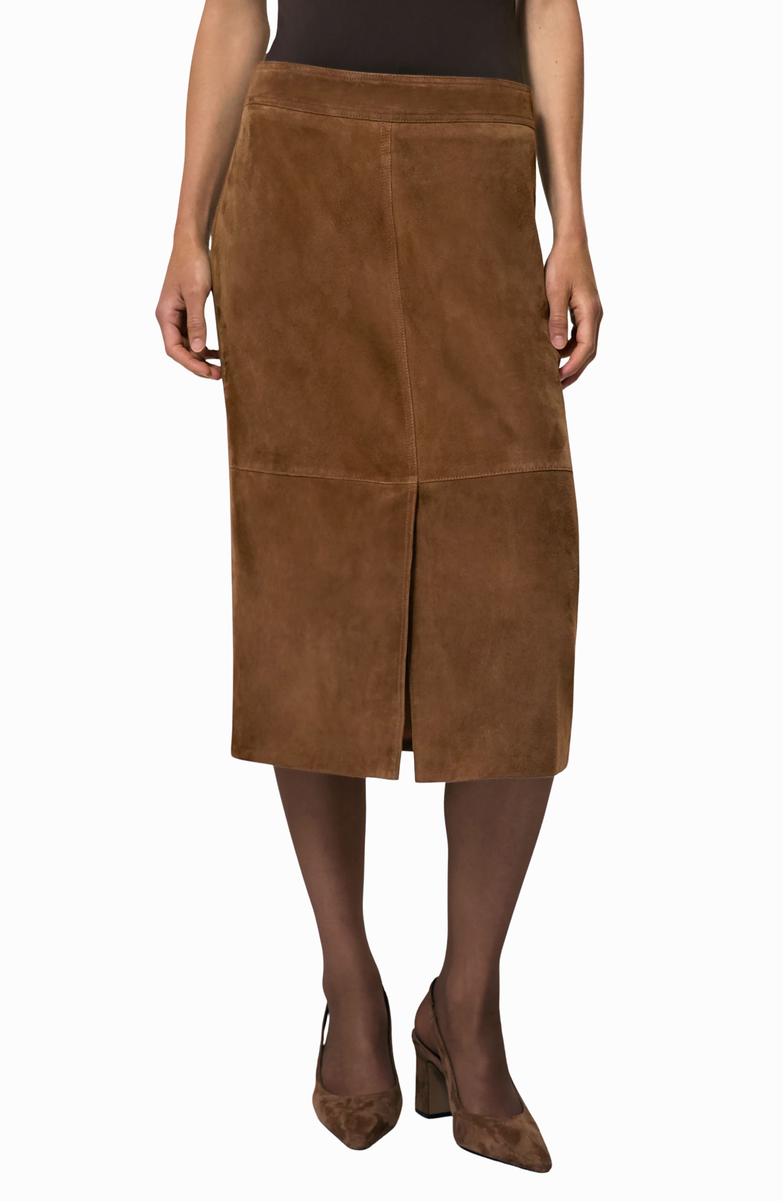 Miley Goatskin Suede Midi Skirt