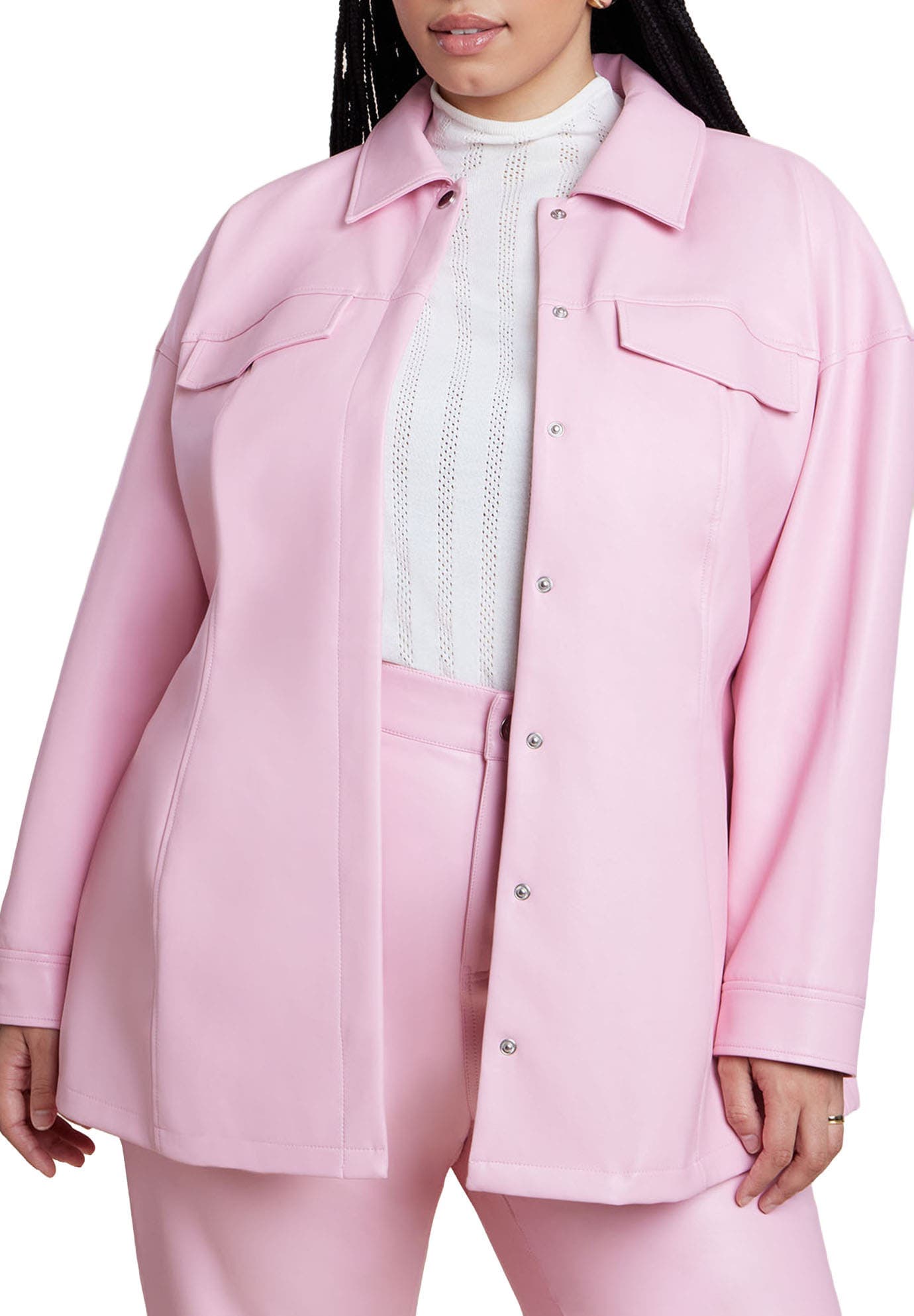 Pocket Detail Faux Leather Jacket