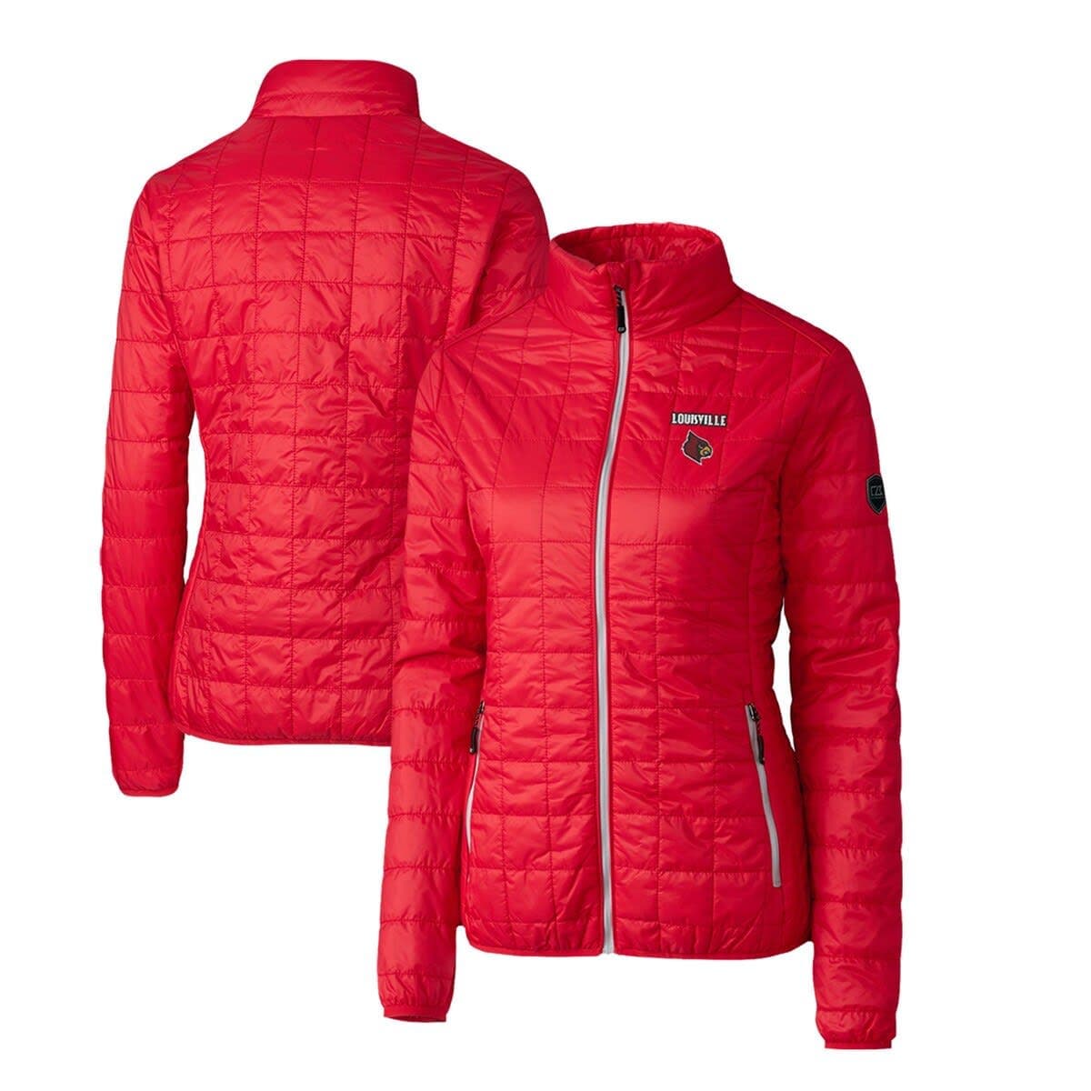 Women's Cutter & Buck Red Louisville Cardinals Rainier Eco Insulated Puffer Full-Zip Jacket