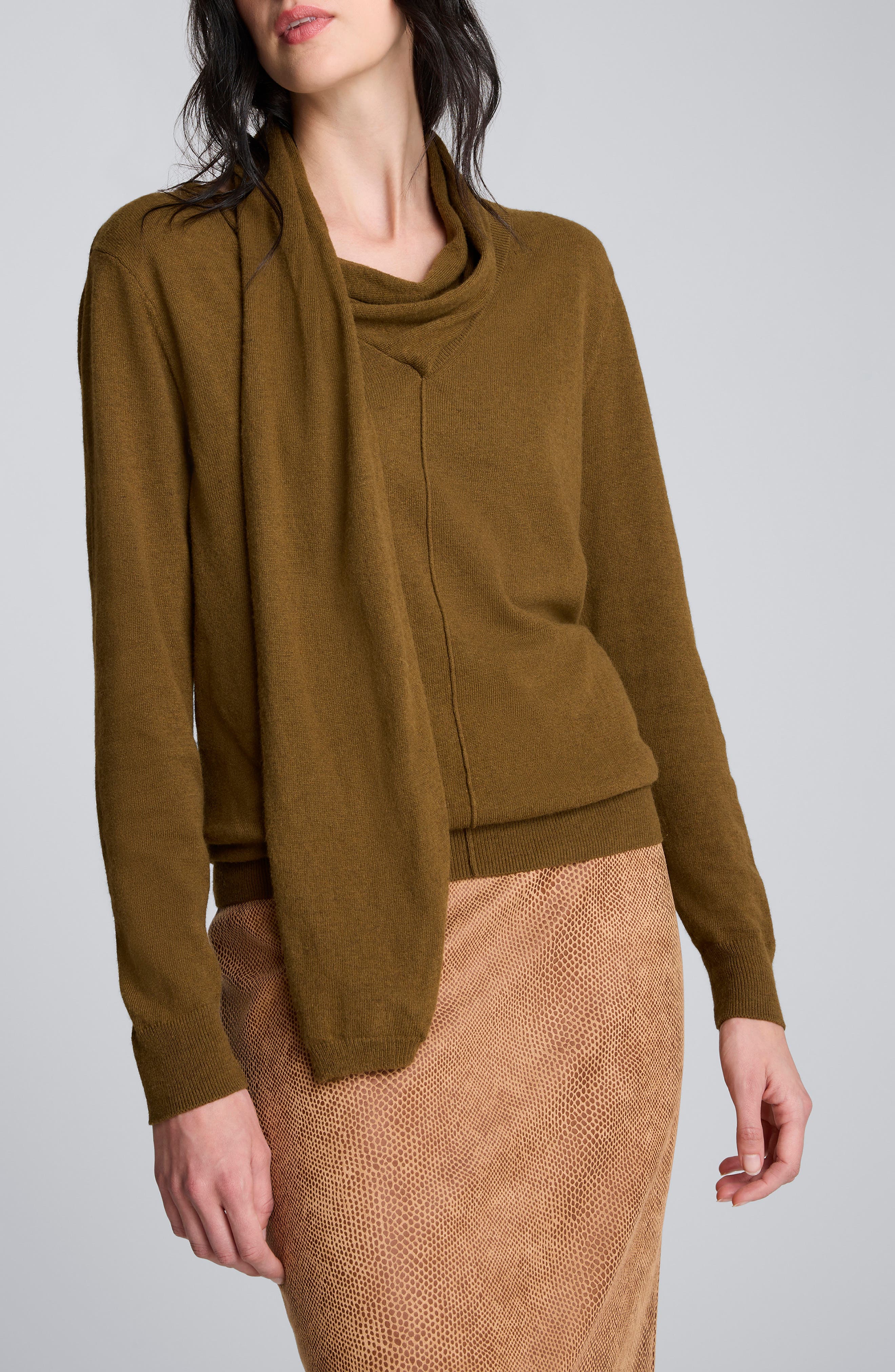 Cowl Neck SWeater with Attached Scarf