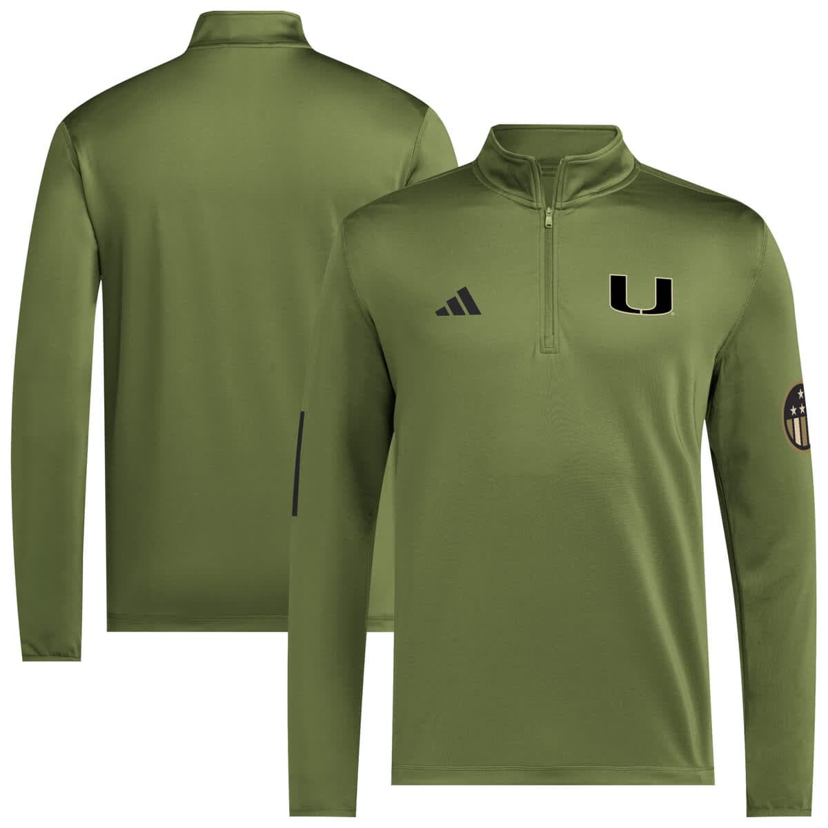 Men's adidas Green Miami Hurricanes Half-Zip Golf Jacket