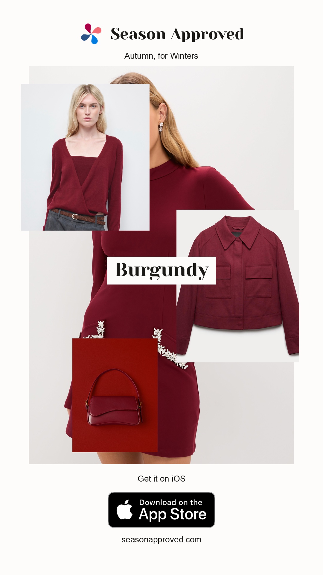 Winter Burgundy Outfit: Oxblood Embellished Long Sleeve Bronwyn Mini Dress