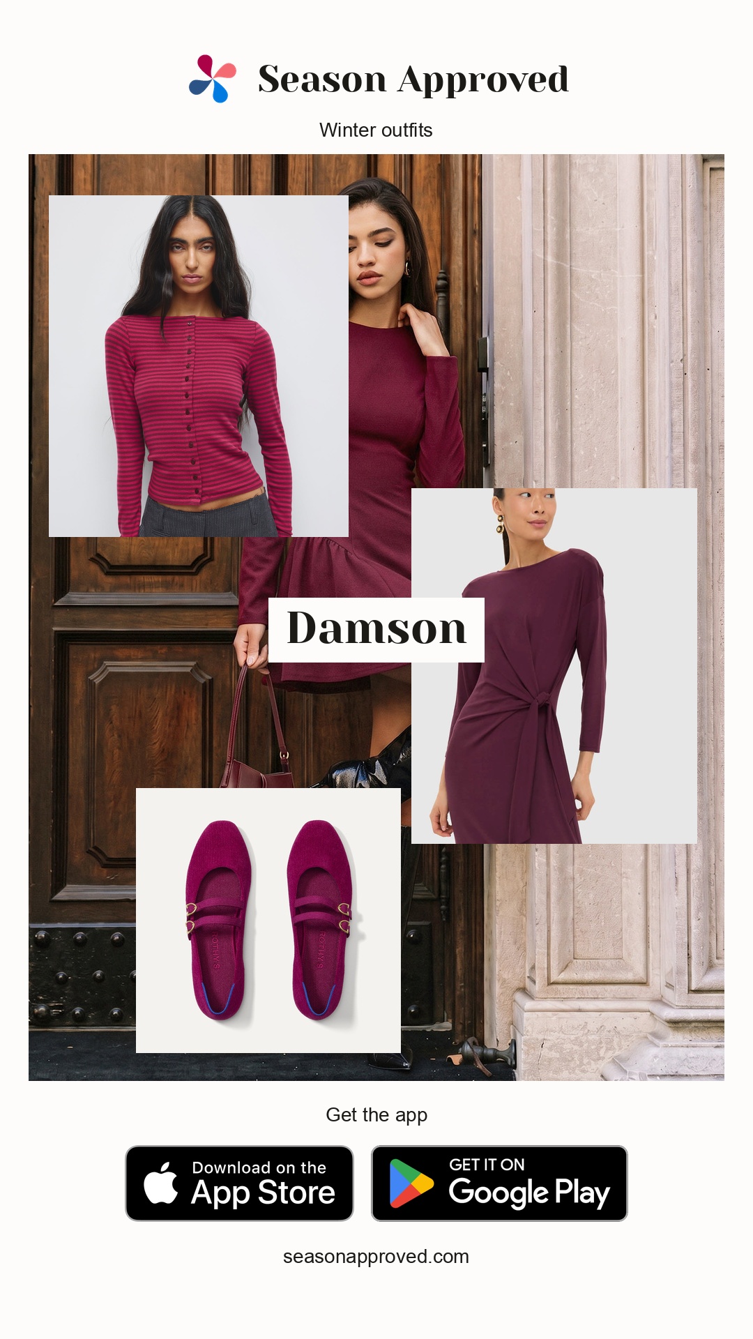 Winter Damson Outfit: Long Sleeve Back Buckle Flare Mini Dress
